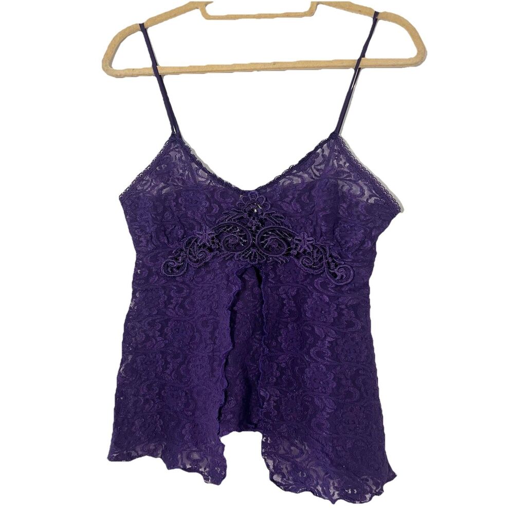 Vintage Sears Babydoll Camisole Womens S Purple‎ Lace Negligee Ethereal Fairy